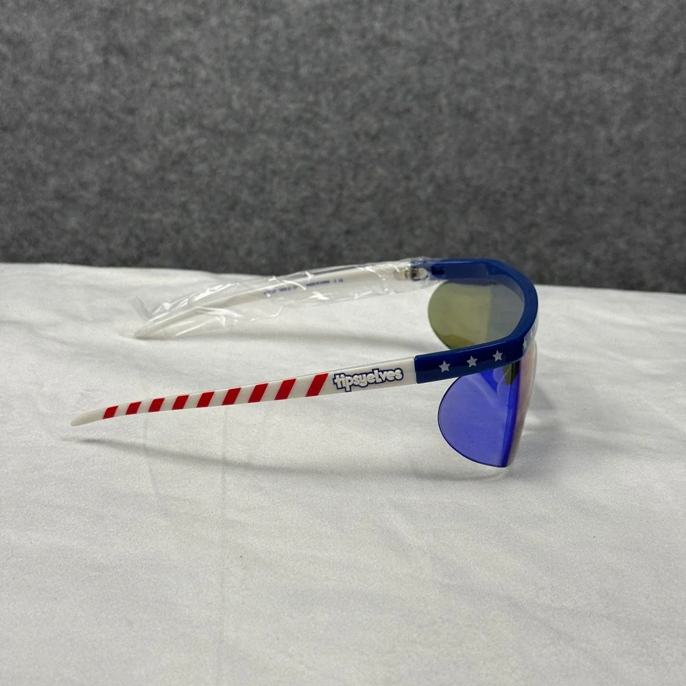 Tipsy Elves Patriotic USA Stars and Stripes Shield Sunglasses Blue Mirror‎ Lens